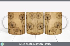 Wood Burned Dandelion Flowers Mug Wrap | Sublimation Coffee Product Image 6