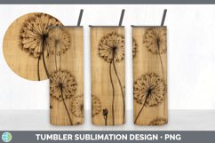 Wood Burned Dandelion Flowers Tumbler | Sublimation 20 oz Sk Product Image 6