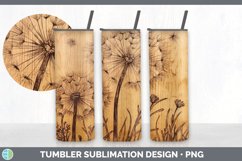 Wood Burned Dandelion Flowers Tumbler | Sublimation 20 oz Sk Product Image 7