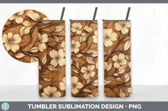 Wood Burned Jasmine Flowers Tumbler | Sublimation 20 oz Skin Product Image 3