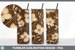 Wood Burned Jasmine Flowers Tumbler | Sublimation 20 oz Skin Product Image 4