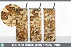 Wood Burned Jasmine Flowers Tumbler | Sublimation 20 oz Skin Product Image 5
