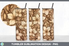 Wood Burned Jasmine Flowers Tumbler | Sublimation 20 oz Skin Product Image 6