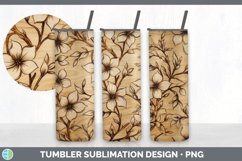 Wood Burned Jasmine Flowers Tumbler | Sublimation 20 oz Skin Product Image 7