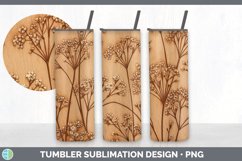 Wood Burned Babys Breath Flowers Tumbler | Sublimation 20 oz Product Image 3