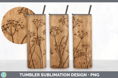 Wood Burned Babys Breath Flowers Tumbler | Sublimation 20 oz Product Image 4