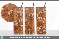 Wood Burned Babys Breath Flowers Tumbler | Sublimation 20 oz Product Image 5