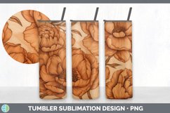 Wood Burned Peony Flowers Tumbler | Sublimation 20 oz Skinny Product Image 3