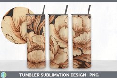 Wood Burned Peony Flowers Tumbler | Sublimation 20 oz Skinny Product Image 6
