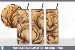 Wood Burned Peony Flowers Tumbler | Sublimation 20 oz Skinny Product Image 7