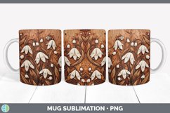 Wood Burned Snowdrop Flowers Mug Wrap | Sublimation Coffee C Product Image 1