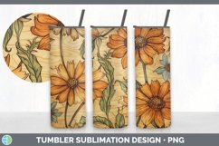 Wood Burned Zinnia Flowers Tumbler | Sublimation 20 oz Skinn Product Image 6