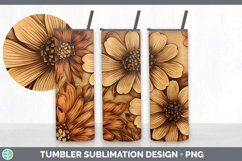 Wood Burned Zinnia Flowers Tumbler | Sublimation 20 oz Skinn Product Image 7