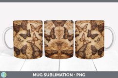 Wood Burned Butterflies Mug Wrap | Sublimation Coffee Cup De Product Image 2