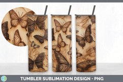 Wood Burned Butterflies Tumbler | Sublimation 20 oz Skinny T Product Image 2