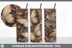 Wood Burned Butterflies Tumbler | Sublimation 20 oz Skinny T Product Image 3