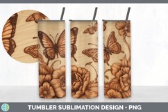 Wood Burned Butterflies Tumbler | Sublimation 20 oz Skinny T Product Image 4