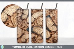 Wood Burned Butterflies Tumbler | Sublimation 20 oz Skinny T Product Image 6