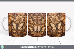 Wood Burned Butterflies Mug Wrap | Sublimation Coffee Cup De Product Image 6