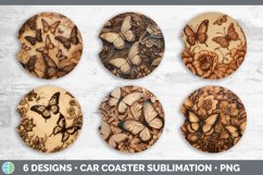 Wood Burned Butterflies Car Coaster | Sublimation Coaster De Product Image 2