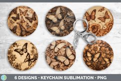 Wood Burned Butterflies Keychain | Sublimation Keyring Desig Product Image 2