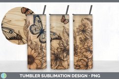 Wood Burned Butterflies Tumbler | Sublimation 20 oz Skinny T Product Image 3