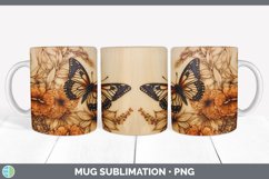 Wood Burned Butterflies Mug Wrap | Sublimation Coffee Cup De Product Image 4