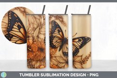 Wood Burned Butterflies Tumbler | Sublimation 20 oz Skinny T Product Image 4