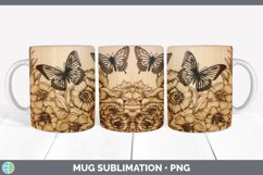 Wood Burned Butterflies Mug Wrap | Sublimation Coffee Cup De Product Image 5