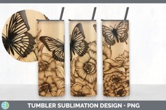 Wood Burned Butterflies Tumbler | Sublimation 20 oz Skinny T Product Image 5