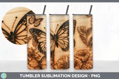 Wood Burned Butterflies Tumbler | Sublimation 20 oz Skinny T Product Image 6