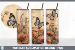 Wood Burned Butterflies Tumbler | Sublimation 20 oz Skinny T Product Image 7