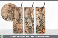 Wood Burned Floral Butterflies Tumbler | Sublimation 20 oz S Product Image 2