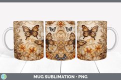 Wood Burned Floral Butterflies Mug Wrap | Sublimation Coffee Product Image 4