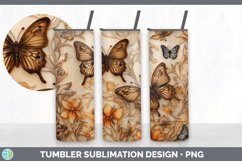 Wood Burned Floral Butterflies Tumbler | Sublimation 20 oz S Product Image 3