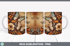 Wood Burned Floral Butterflies Mug Wrap | Sublimation Coffee Product Image 6