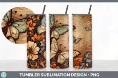 Wood Burned Floral Butterflies Tumbler | Sublimation 20 oz S Product Image 5