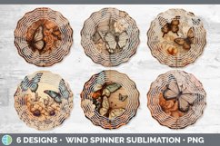 Wood Burned Floral Butterflies Wind Spinner | Sublimation Sp Product Image 2