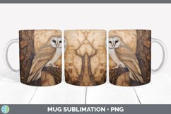 Wood Burned Owl Bird Mug Wrap | Sublimation Coffee Cup Desig Product Image 2