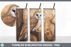 Wood Burned Owl Bird Tumbler | Sublimation 20 oz Skinny Tumb Product Image 2