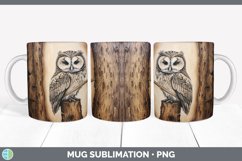 Wood Burned Owl Bird Mug Wrap | Sublimation Coffee Cup Desig Product Image 3