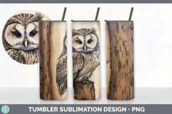 Wood Burned Owl Bird Tumbler | Sublimation 20 oz Skinny Tumb Product Image 3
