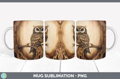 Wood Burned Owl Bird Mug Wrap | Sublimation Coffee Cup Desig Product Image 4