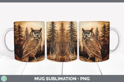 Wood Burned Owl Bird Mug Wrap | Sublimation Coffee Cup Desig Product Image 5