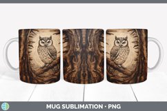 Wood Burned Owl Bird Mug Wrap | Sublimation Coffee Cup Desig Product Image 6
