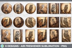 Wood Burned Owl Bird Air Freshener | Sublimation Car Freshen Product Image 2