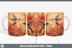 Wood Burned Hummingbird Bird Mug Wrap | Sublimation Coffee C Product Image 2