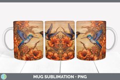 Wood Burned Hummingbird Bird Mug Wrap | Sublimation Coffee C Product Image 4