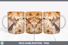 Wood Burned Hummingbird Bird Mug Wrap | Sublimation Coffee C Product Image 5