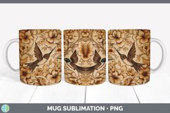 Wood Burned Hummingbird Bird Mug Wrap | Sublimation Coffee C Product Image 7